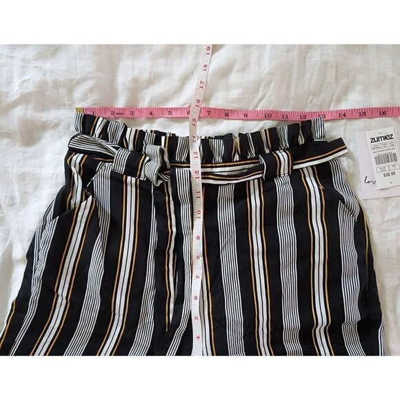 Zumies Love Fire NWT belted striped paperbag pants size small - Picture 3 of 8